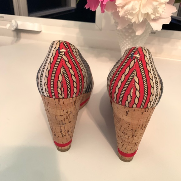 Tommy Hilfiger Cork Wedge shoes Red White & Blue - Picture 3 of 5